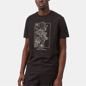 Tentree Men Black 100% Organic Cotton Mushroom Print T-Shirt LARGE Earthcore
